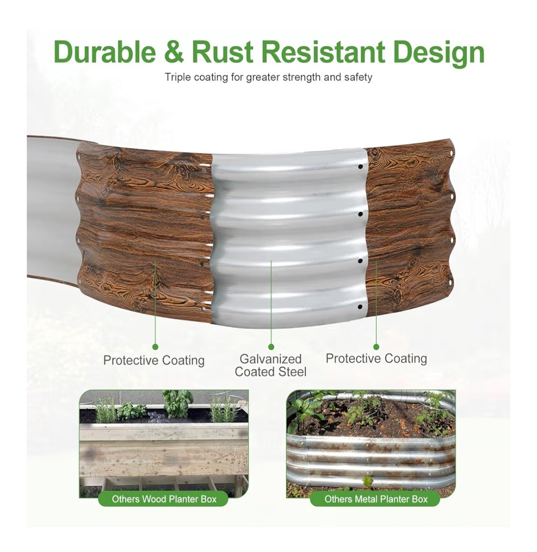 Galvanized Raised Garden Beds 2 pack (Wood Grain Finish)