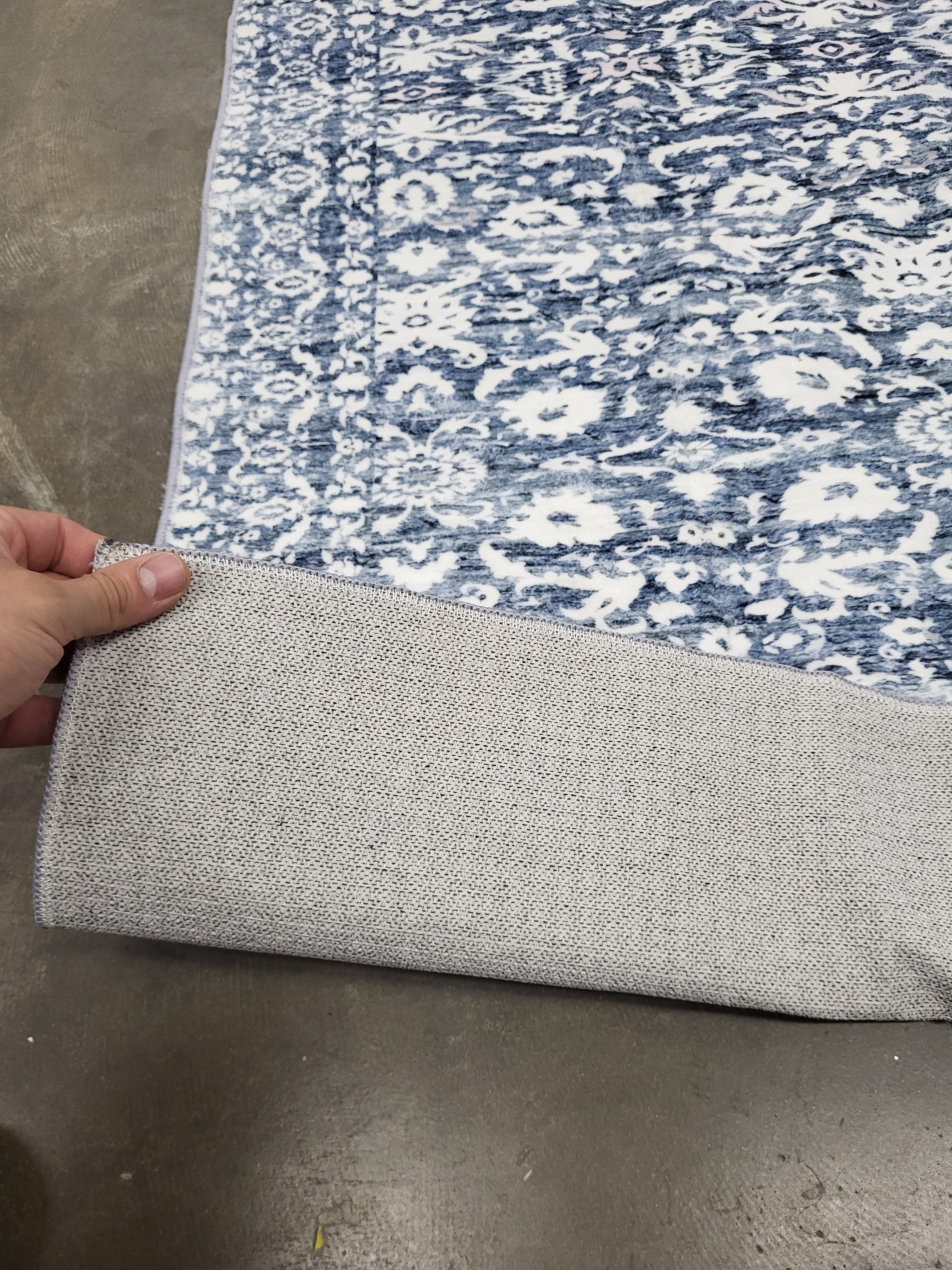Lansny Vintage Runner Rug 3x10, Light Blue White Washable Kitchen Runner Non-Slip Soft Hallway Rug Runner Floral Thin Print Faux Wool Carpet for Entryway Bedroom Laundry Room Indoor Home Office Decor
