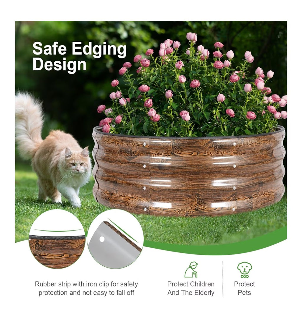 Galvanized Raised Garden Beds 2 pack (Wood Grain Finish)