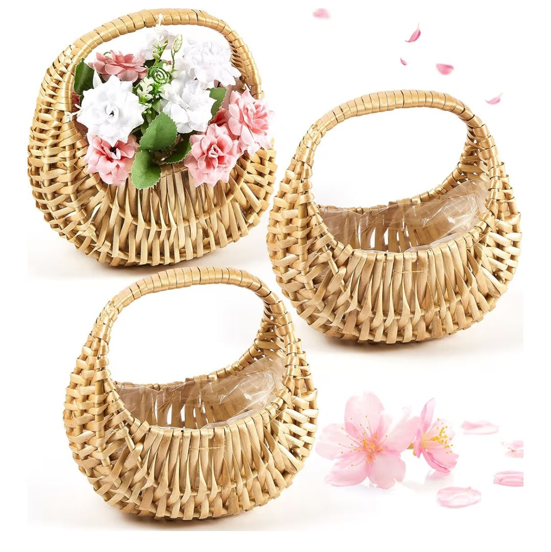 Half Moon Wicker Basket 3 pack