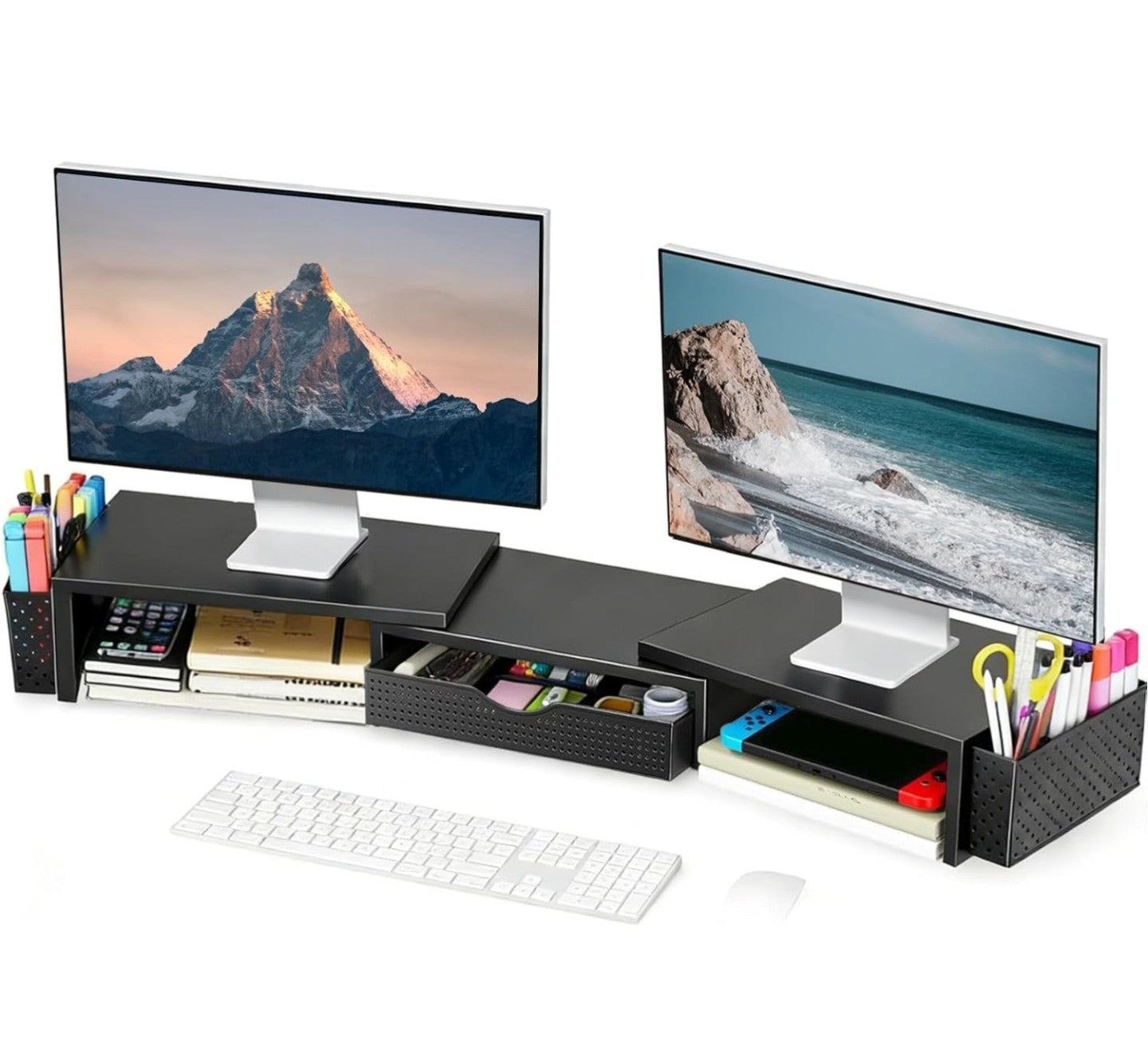 Spacrea Metal Desk Organizers and Accessories, Dual Monitor Stand.