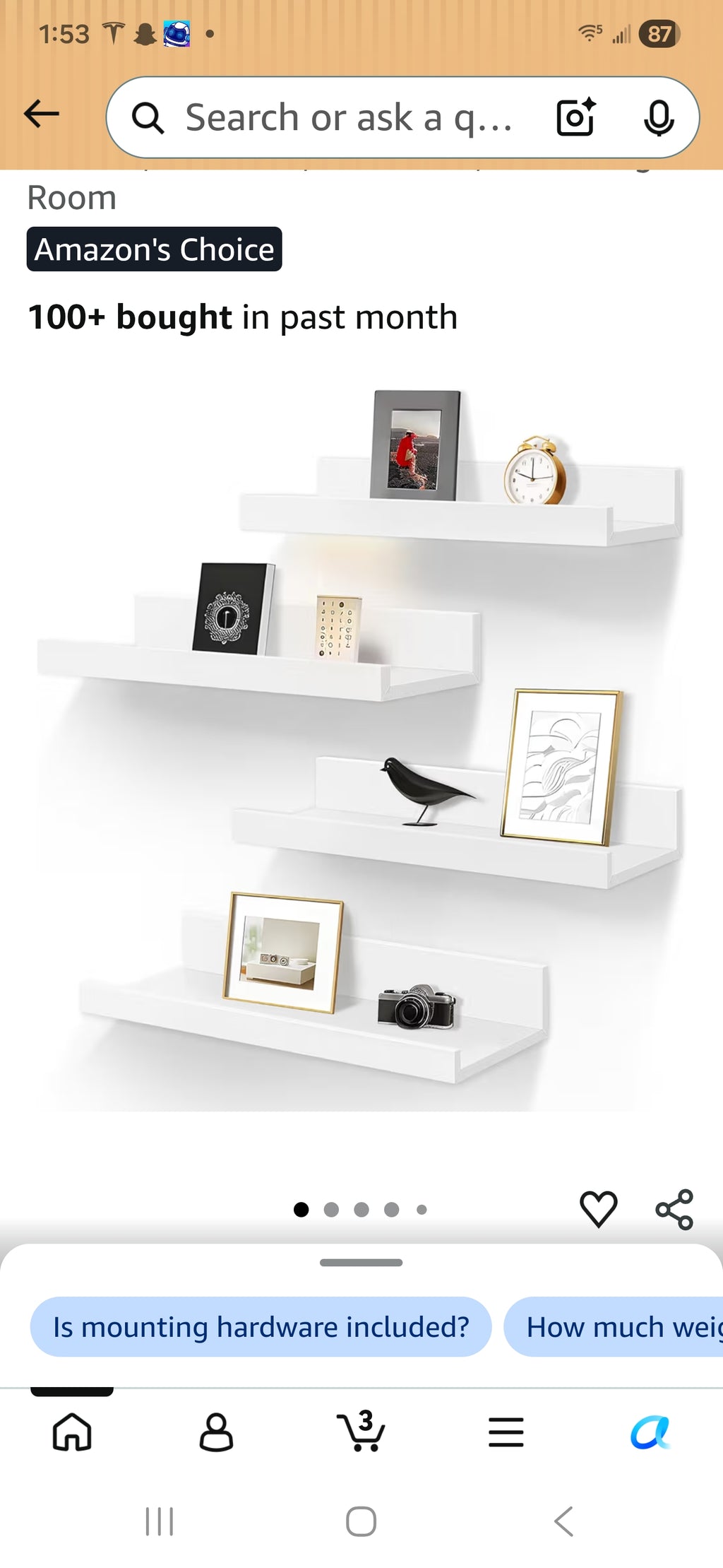 LaVie Home Floating Shelves for Wall Storage Set of 4, 15.6 Inch Picture Ledge Shelf.
