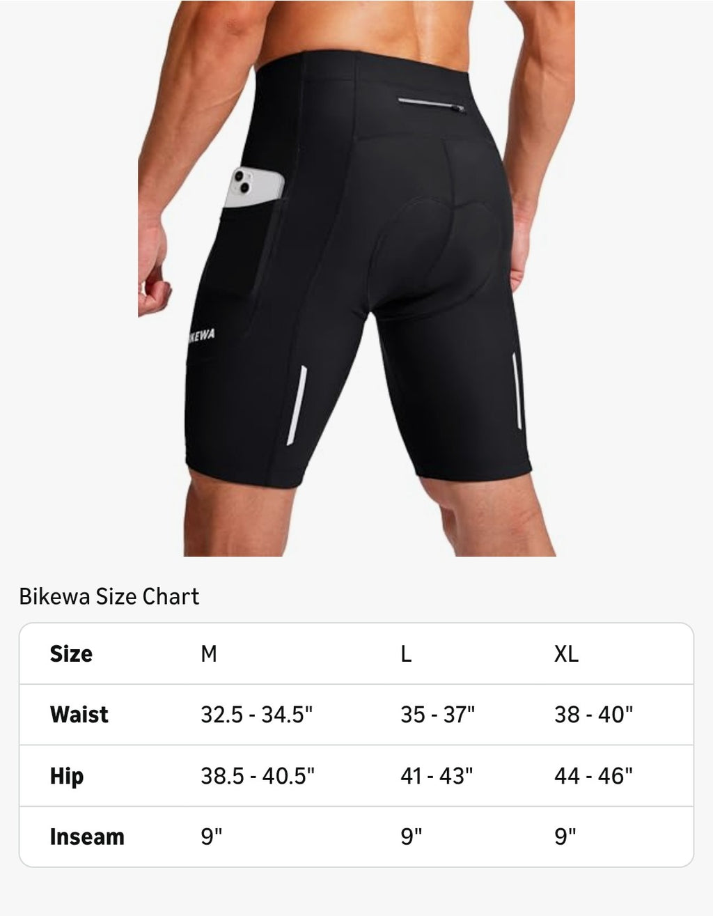 Men's Bike Shorts, Padded Cycling Shorts, Size M