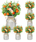 Artificial Fruit Daisy Plant with Metal Buckets (6 sets)