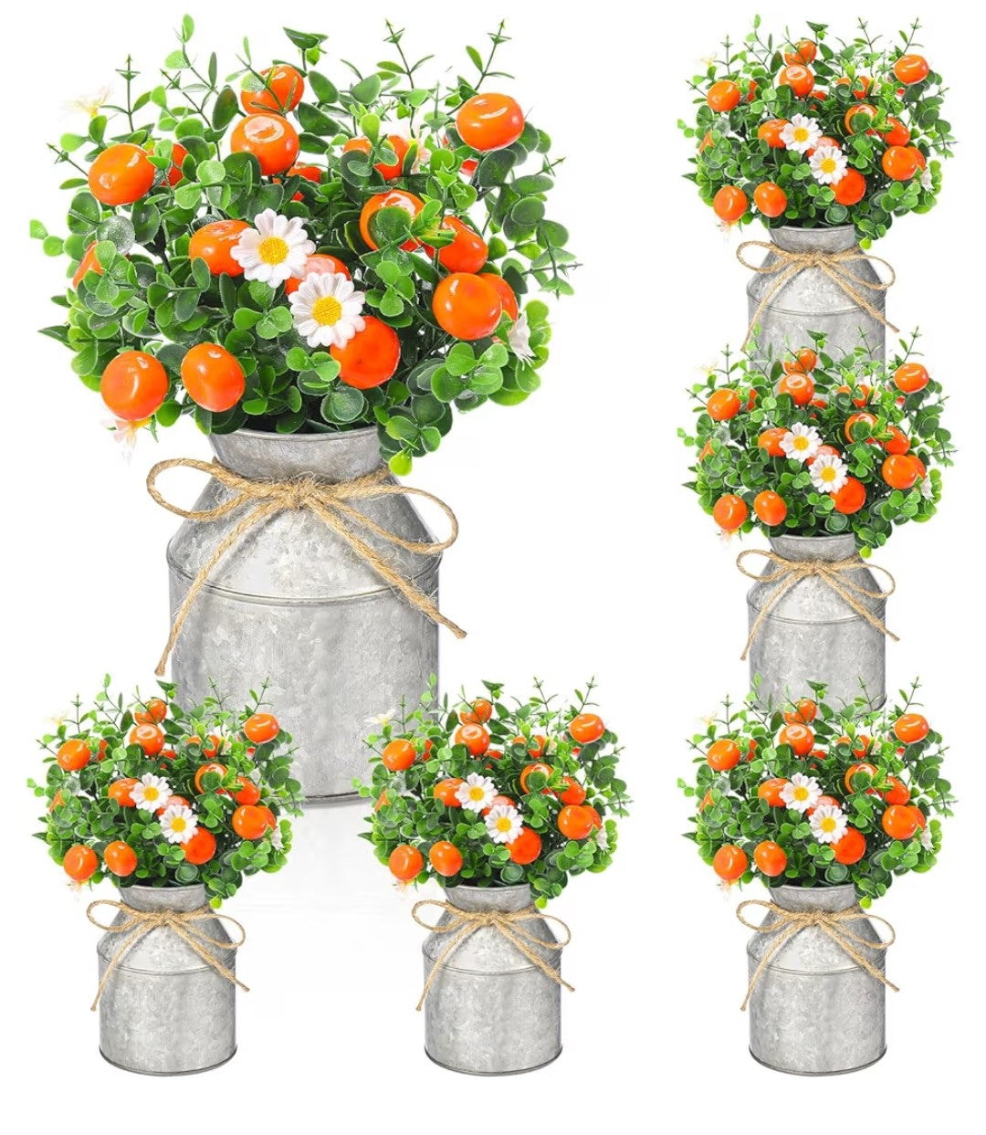 Artificial Fruit Daisy Plant with Metal Buckets (6 sets)
