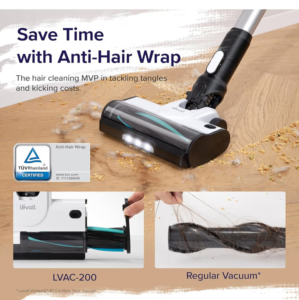 LEVOIT Cordless Vacuum Cleaner, Stick Vac with Tangle-Resistant Design