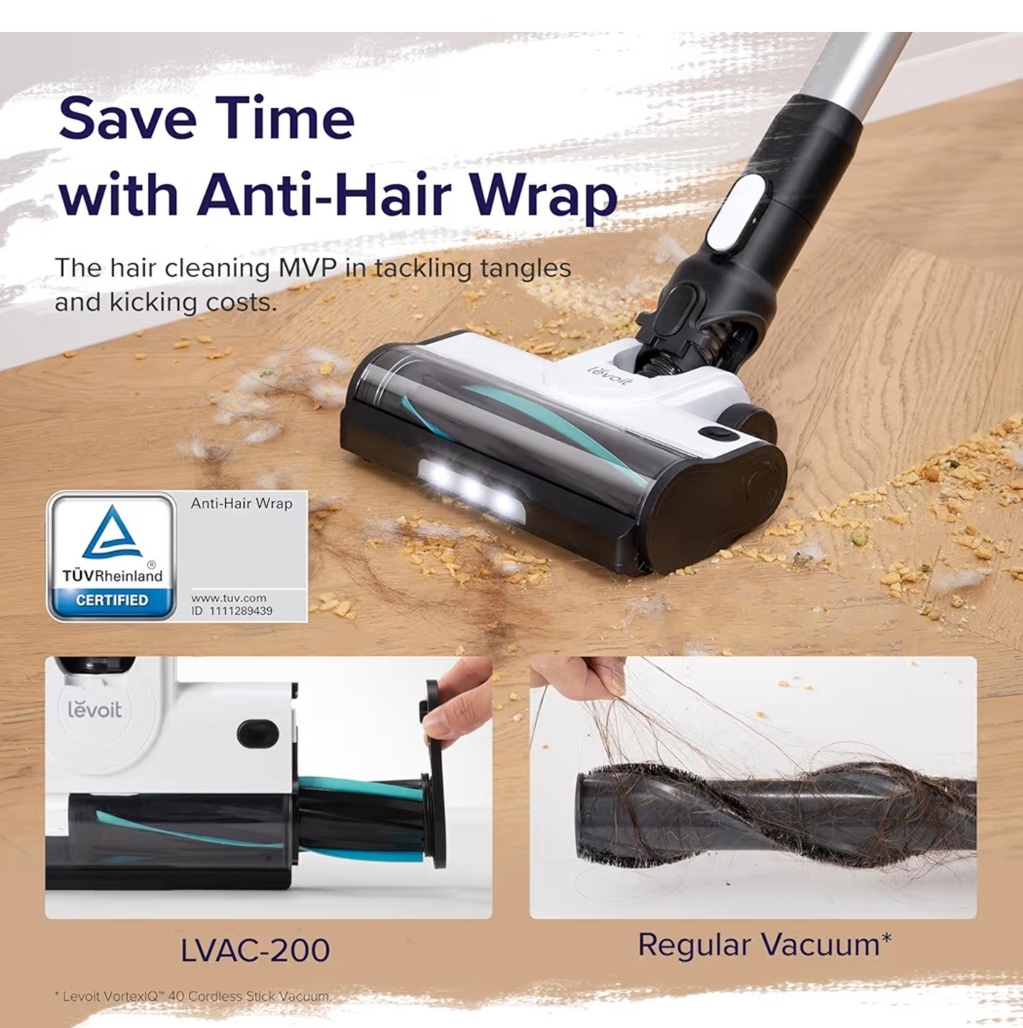 LEVOIT Cordless Vacuum Cleaner, Stick Vac with Tangle-Resistant Design