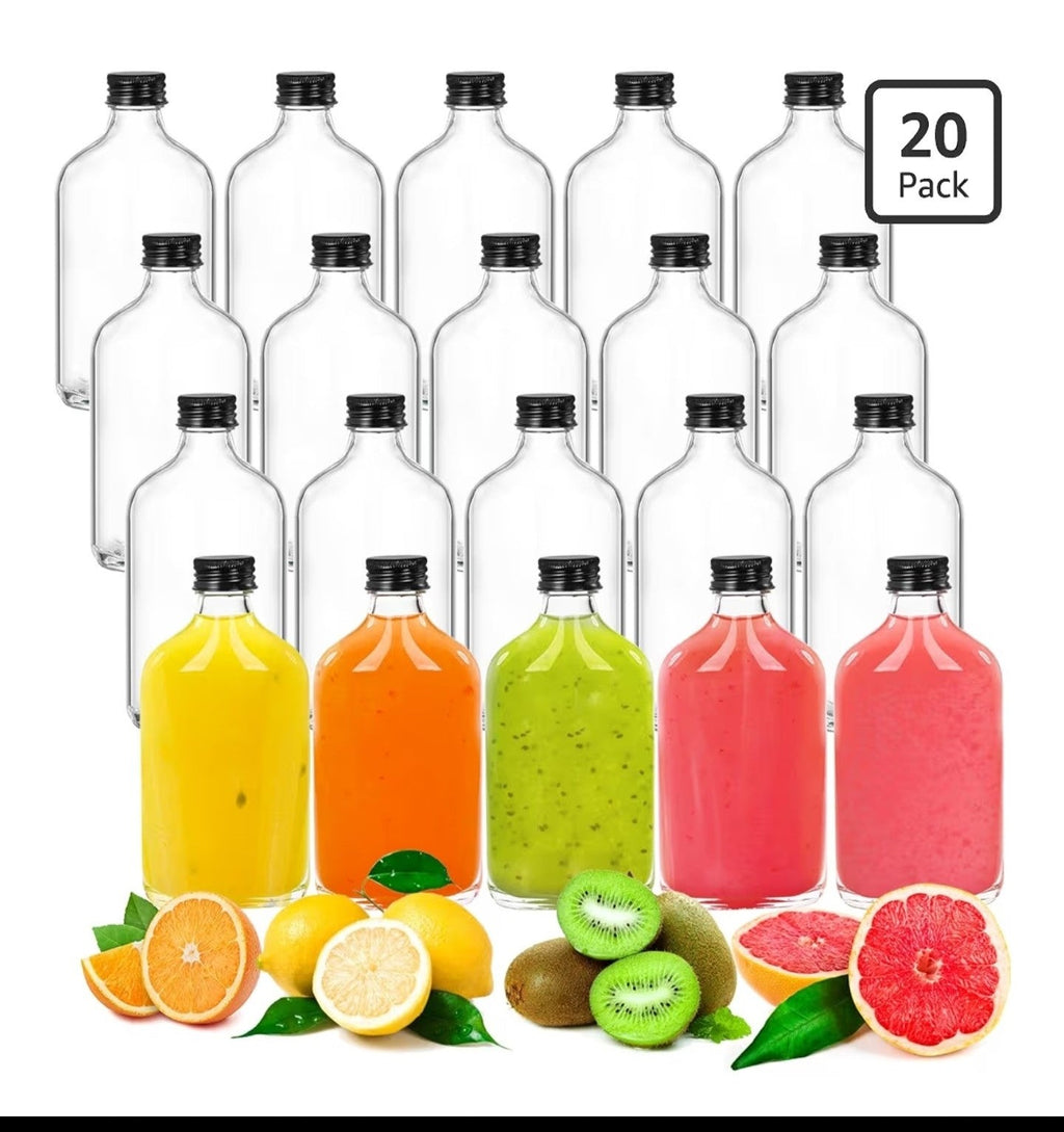 Tebery 20 Pack Glass Flask Liquor Bottle with Black Caps