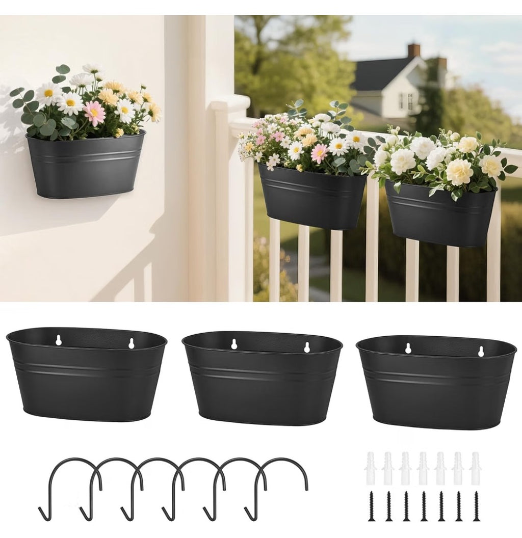 Hanging Flower Pots for Railing Fence 3 pieces