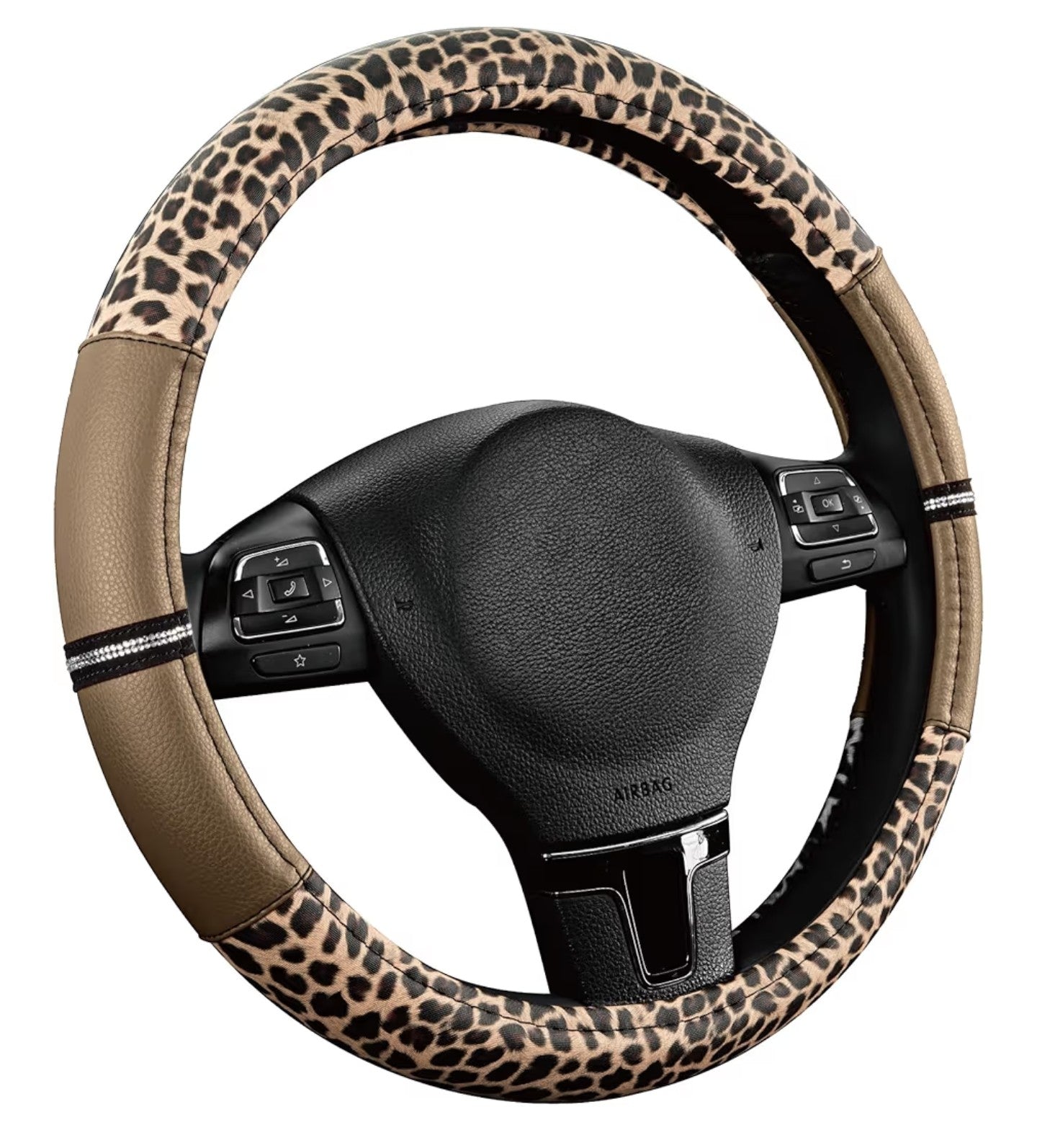 Road Comforts Leopard Steering Wheel Cover for Women.