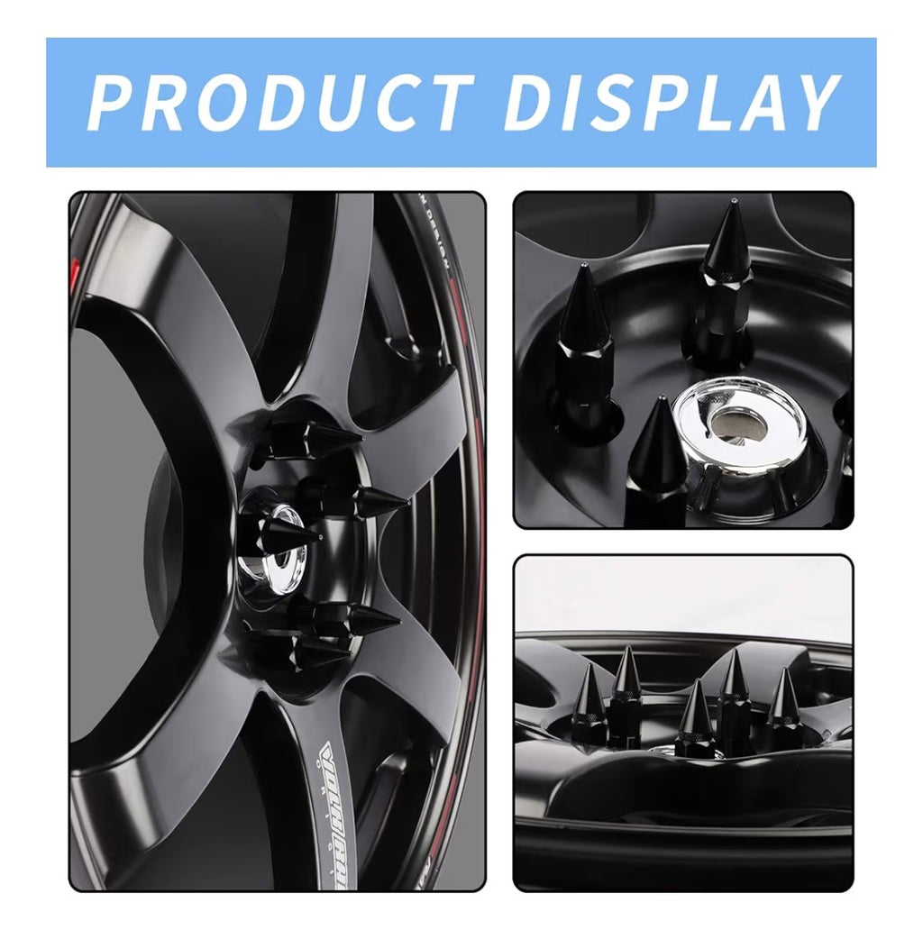 Spike Lug Nuts M12.5x1.5 20pcs 60mm (Black)