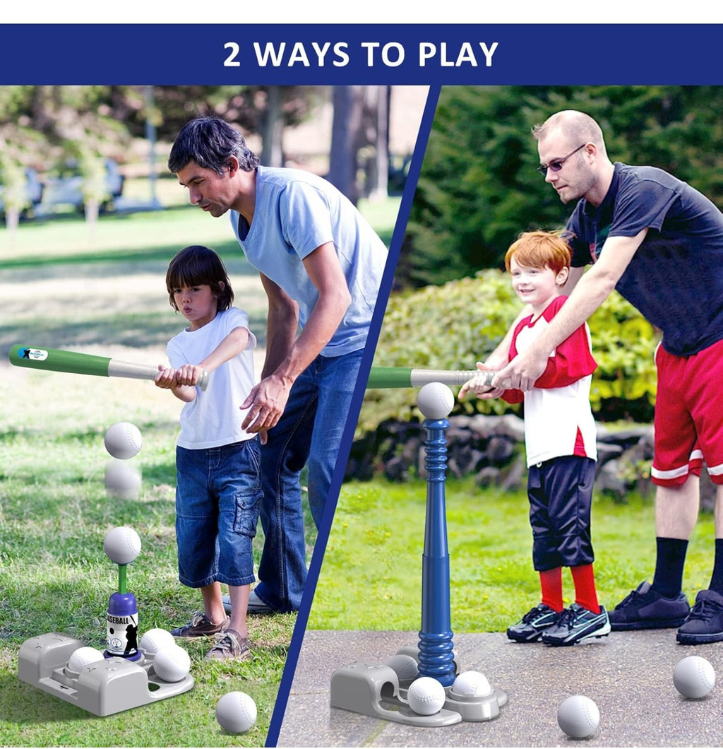 QDRAGON 2 in 1 T Ball Sets for Kids 3-5 5-8, Tee Ball Set