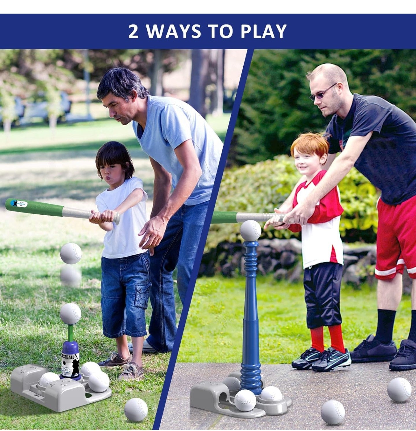 QDRAGON 2 in 1 T Ball Sets for Kids 3-5 5-8, Tee Ball Set