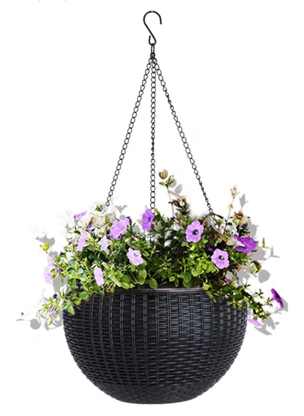 11in Round Self Watering Hanging Basket (Black)
