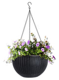 11in Round Self Watering Hanging Basket (Black)