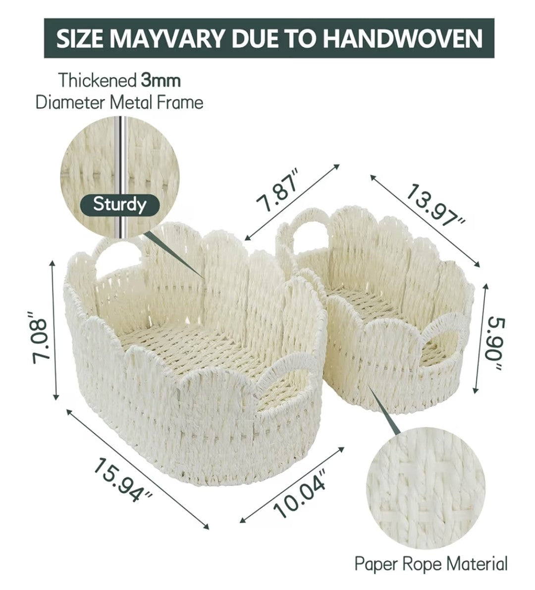 Hand-Woven Storage Basket 2 pack