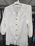 V Neck Button Down Blouse (Large)