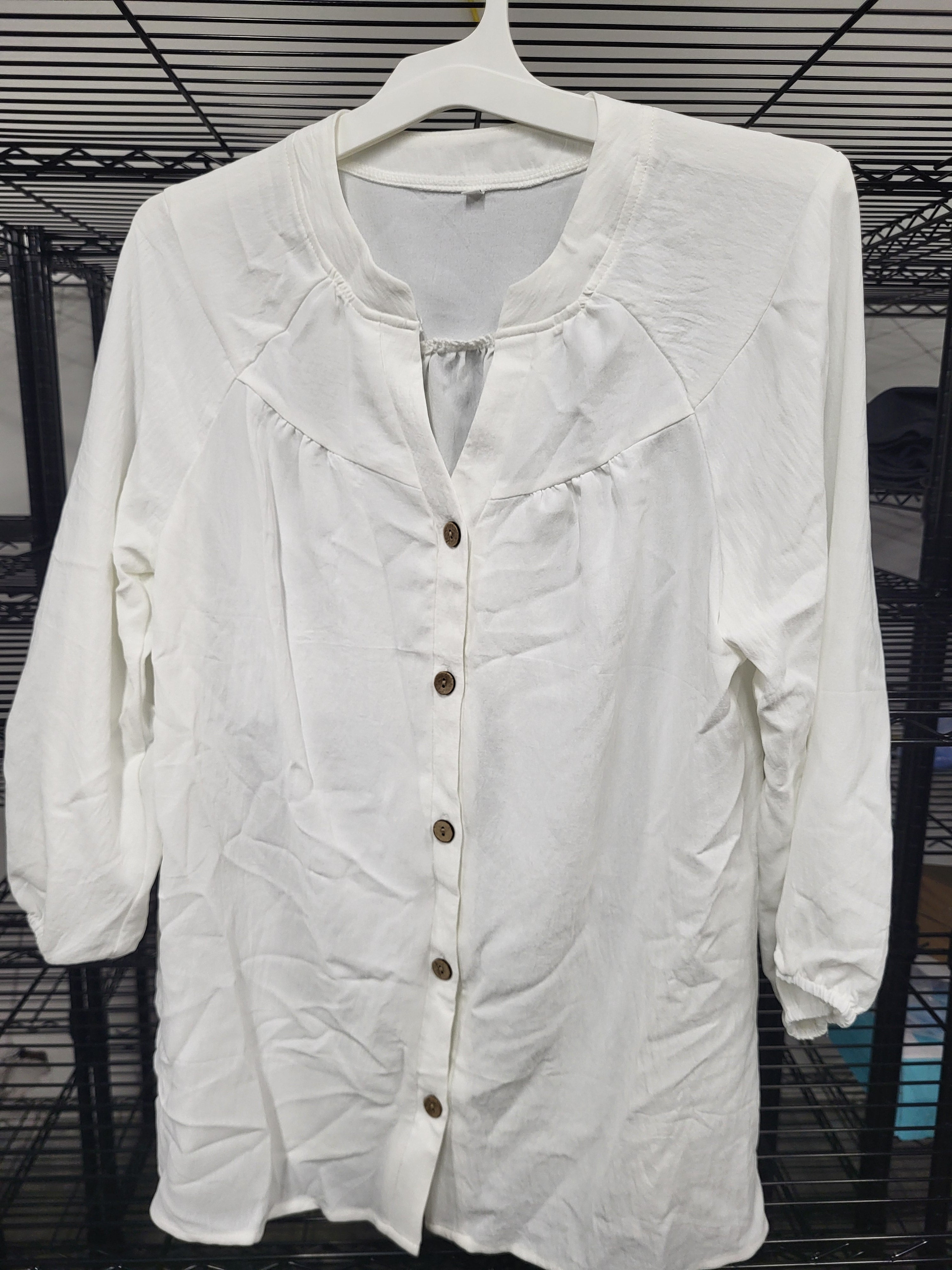 V Neck Button Down Blouse (Large)
