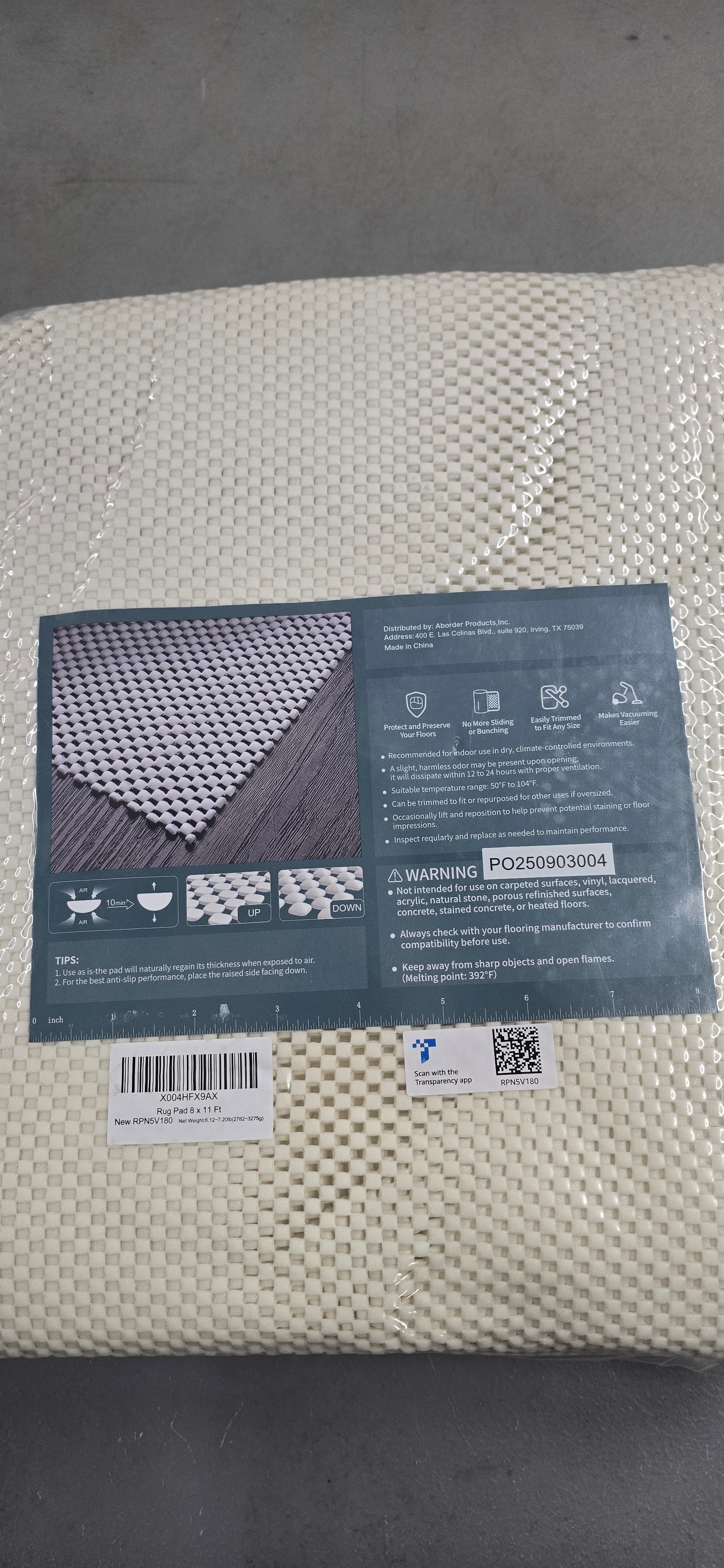 Veken 8x11 Ft Rug Pad Gripper