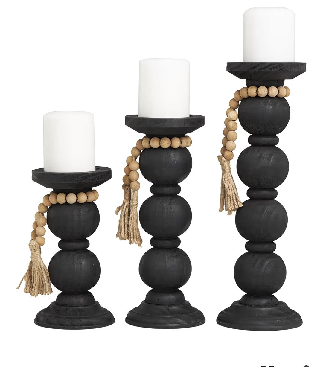 Wood Candle Holders (Black)