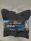 Boy's Full Cushion Crew Socks, 6 Pairs (Shoe Size 9-2.5)