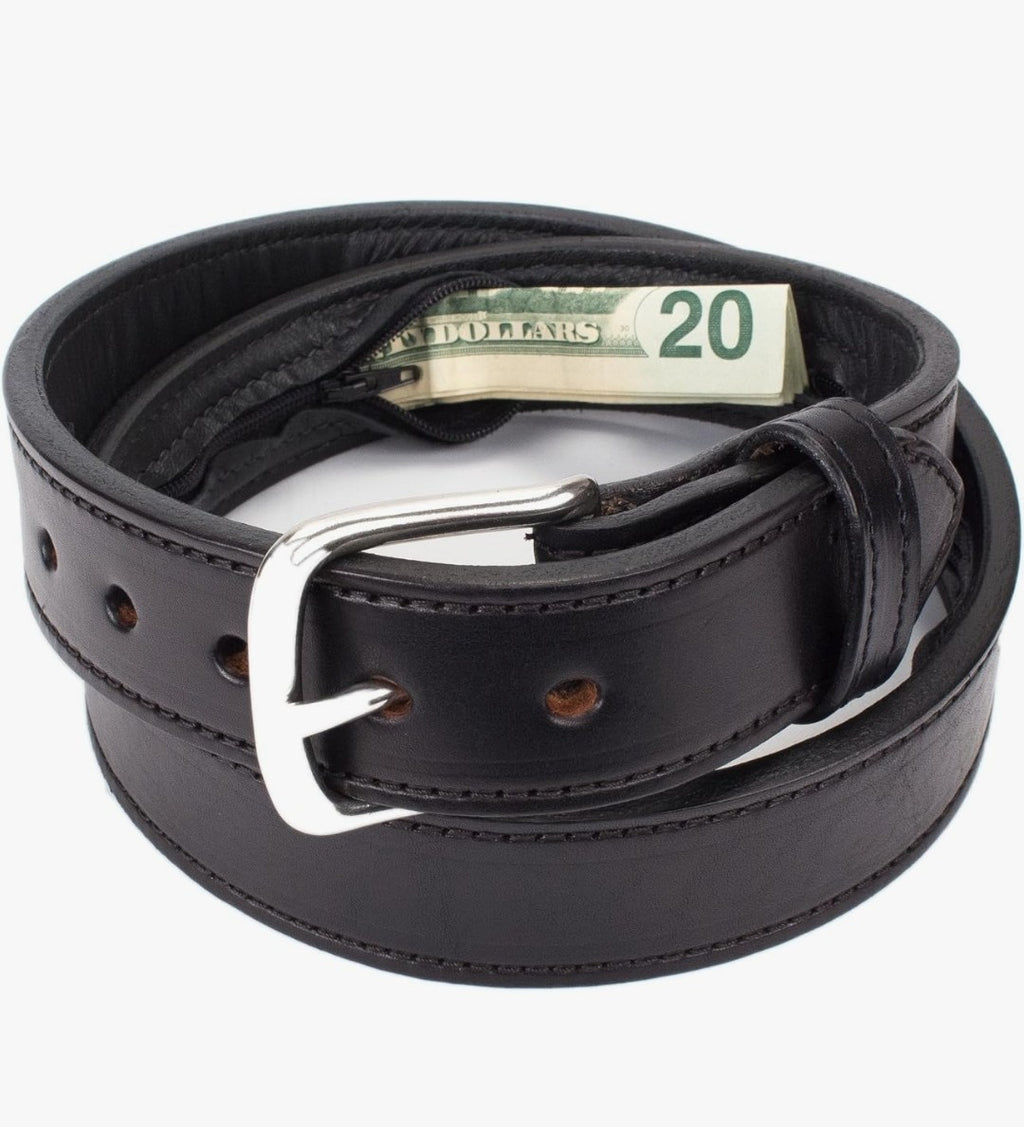Yonder Leather Company Leather Belt with Hidden Money Pocket (Size 40)
