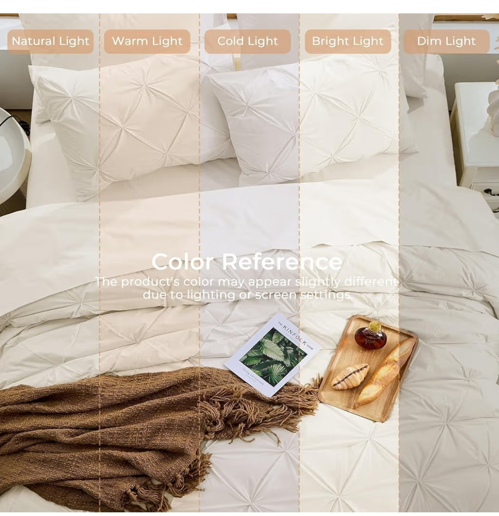 Sasttie 7 Piece California King Pintuck Comforter Set