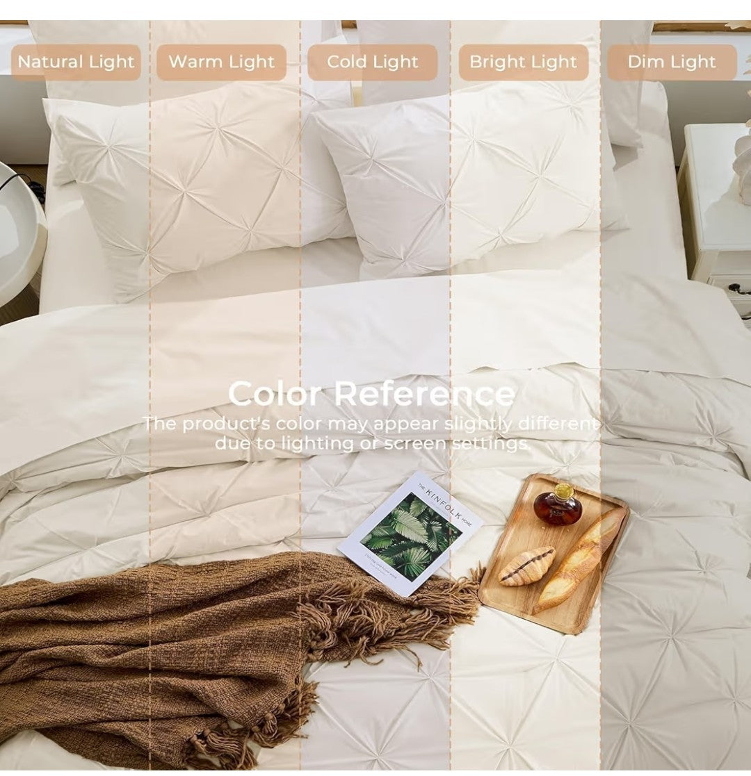 Sasttie 7 Piece California King Pintuck Comforter Set