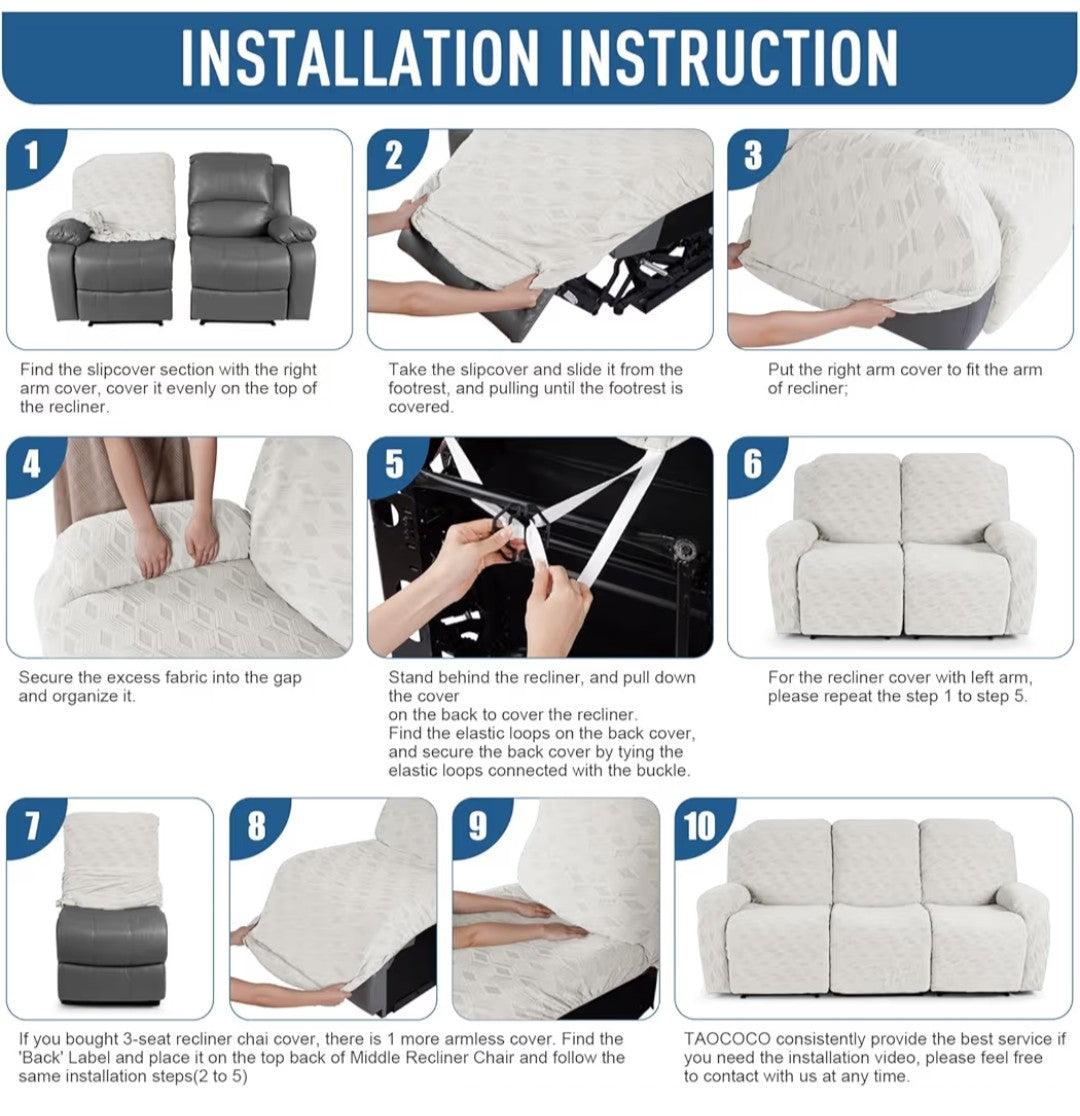 TAOCOCO 3 Seater Recliner Sofa Cover