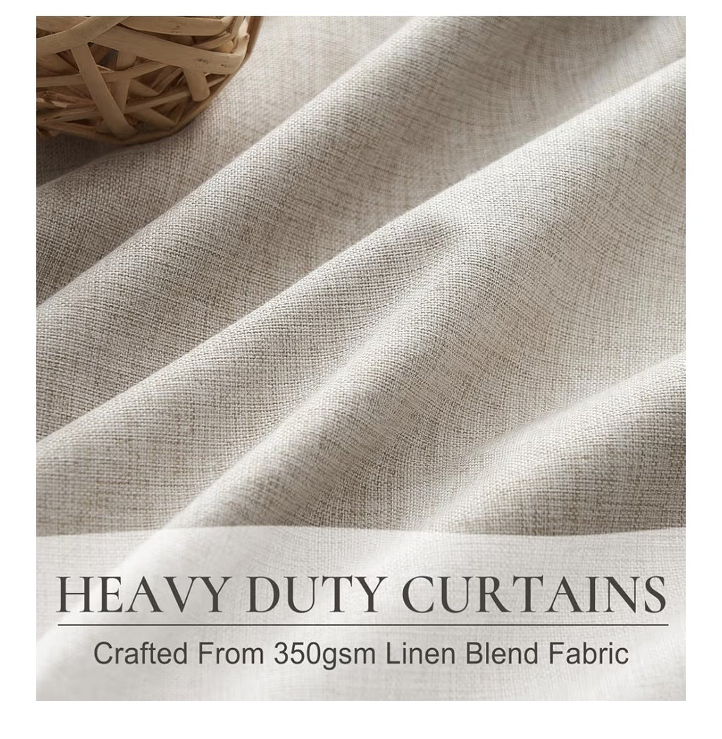 QJMYDECO Blackout Curtains 84in 2 Panels (Natural Linen)