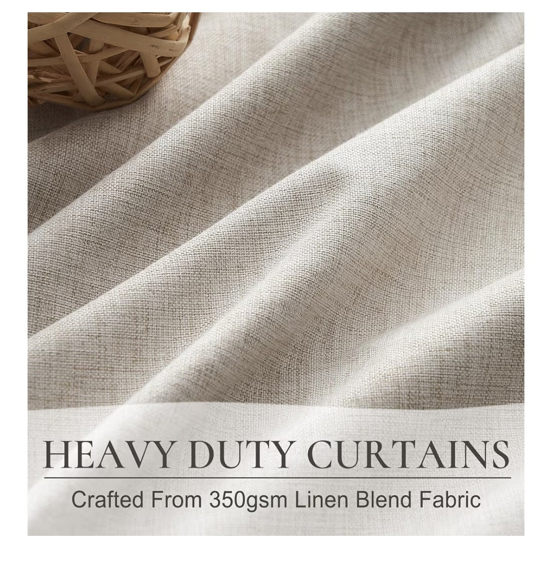 QJMYDECO Blackout Curtains 84in 2 Panels (Natural Linen)