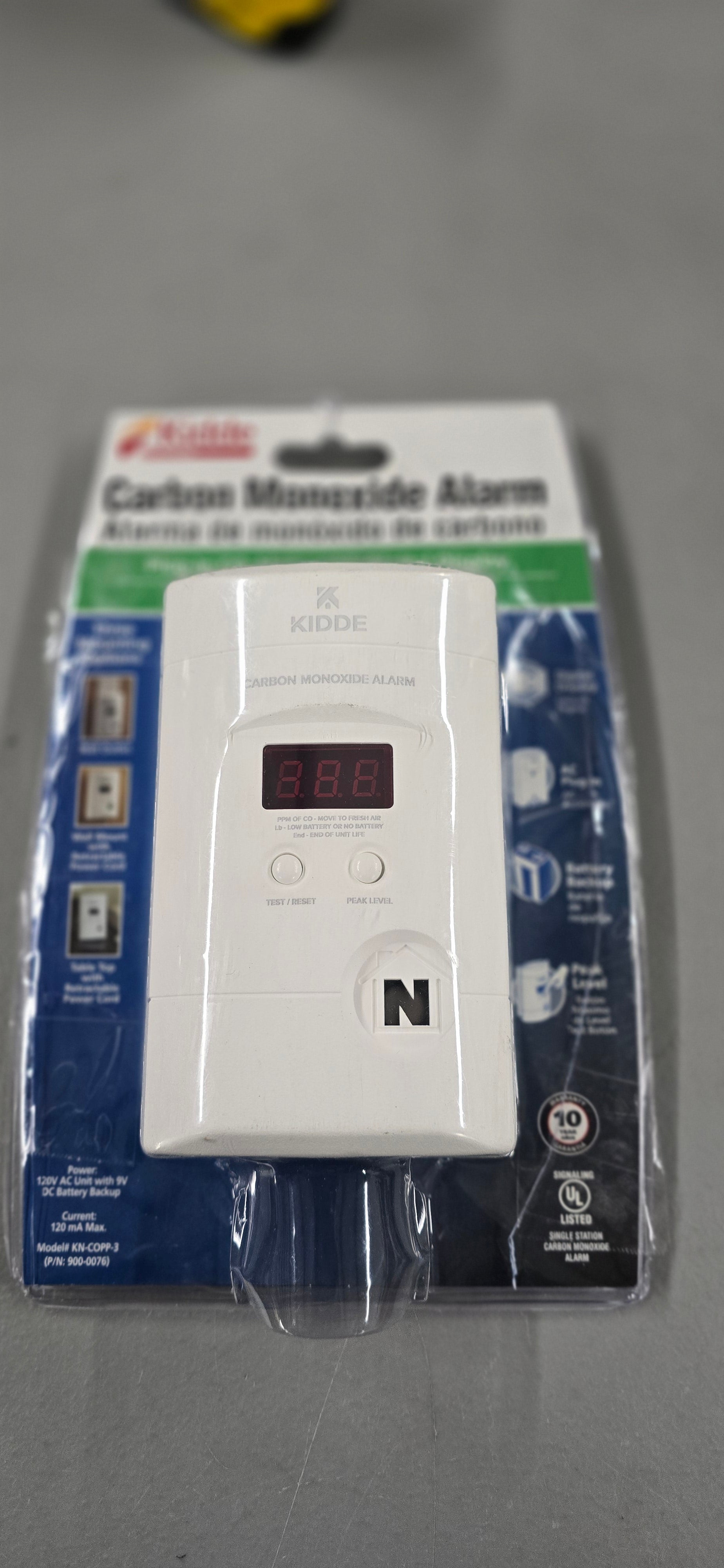 Kidde Carbon Monoxide Detector, Plug-In with 9V Battery Backup