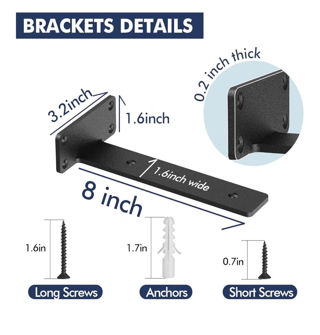 Floating Shelf Bracket 4 pack (Black)