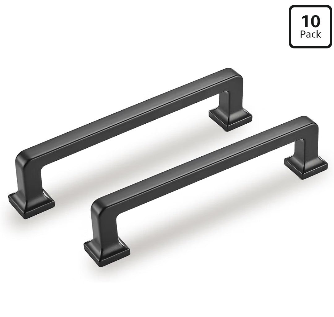 Matte Black Cabinet Pulls, 6" (10 pack)