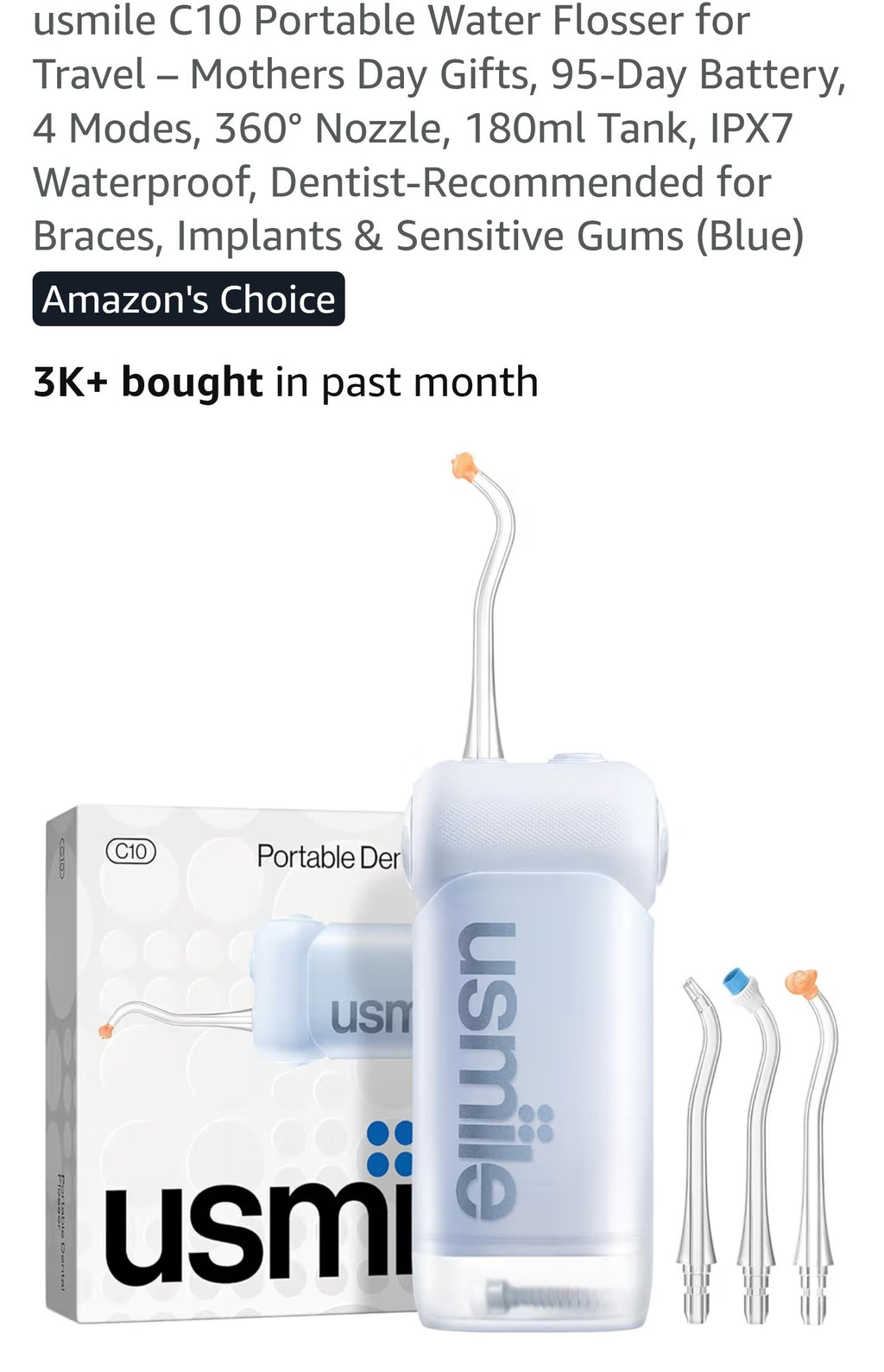 usmile C10 Portable Water Flosser for Travel