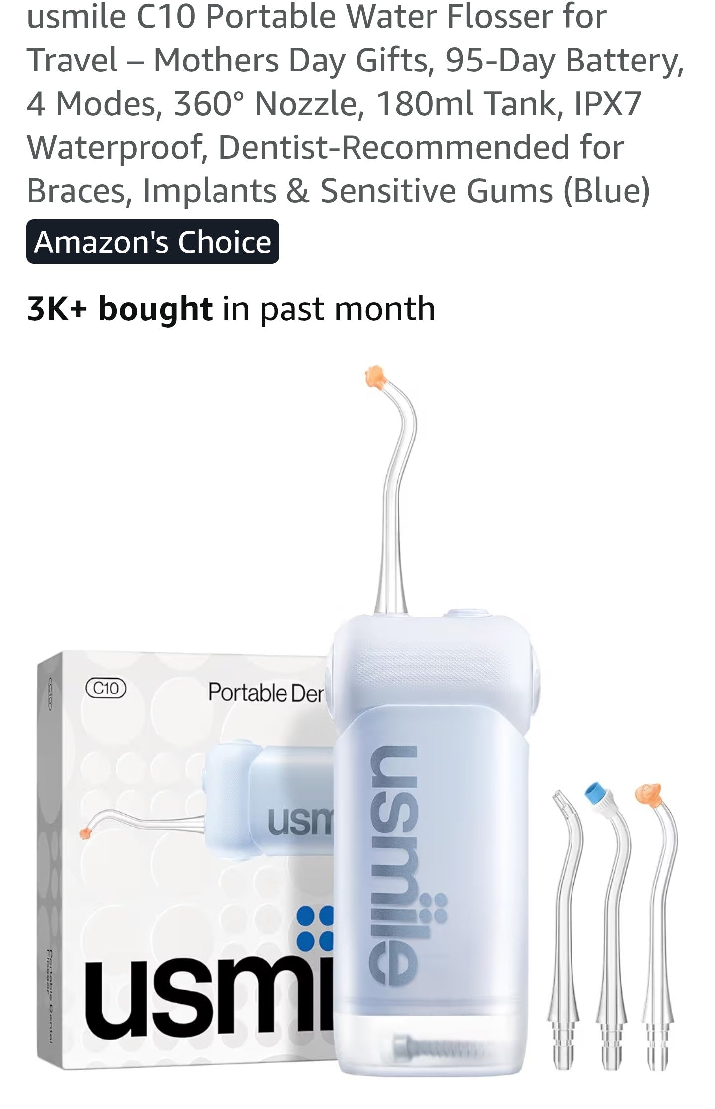 usmile C10 Portable Water Flosser for Travel