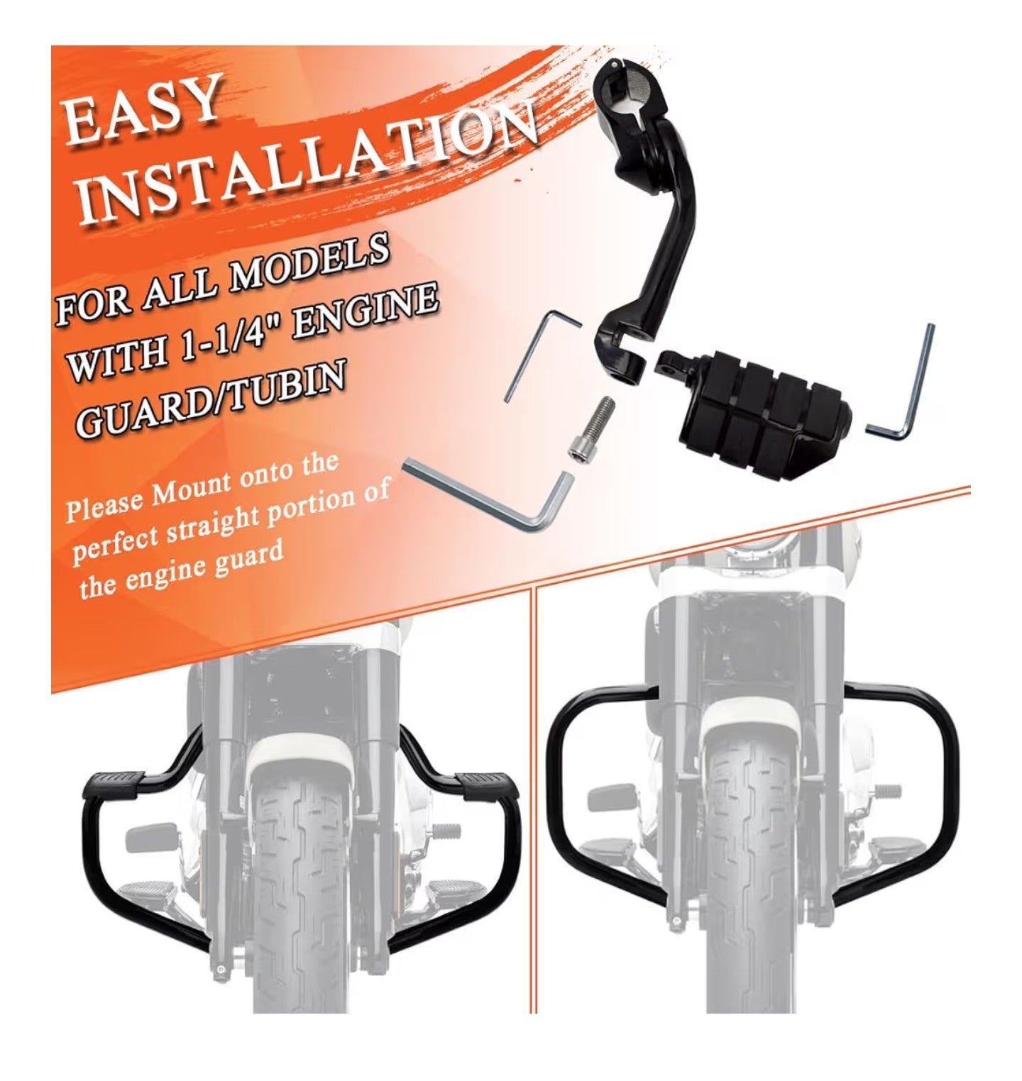 FOVPLUE 1.25" Highway Footpegs,Long Angled Adjustable Highway Pegs