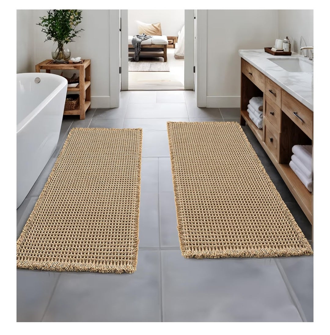 Miulee Waffle Bathroom Rug Runner 2 pack