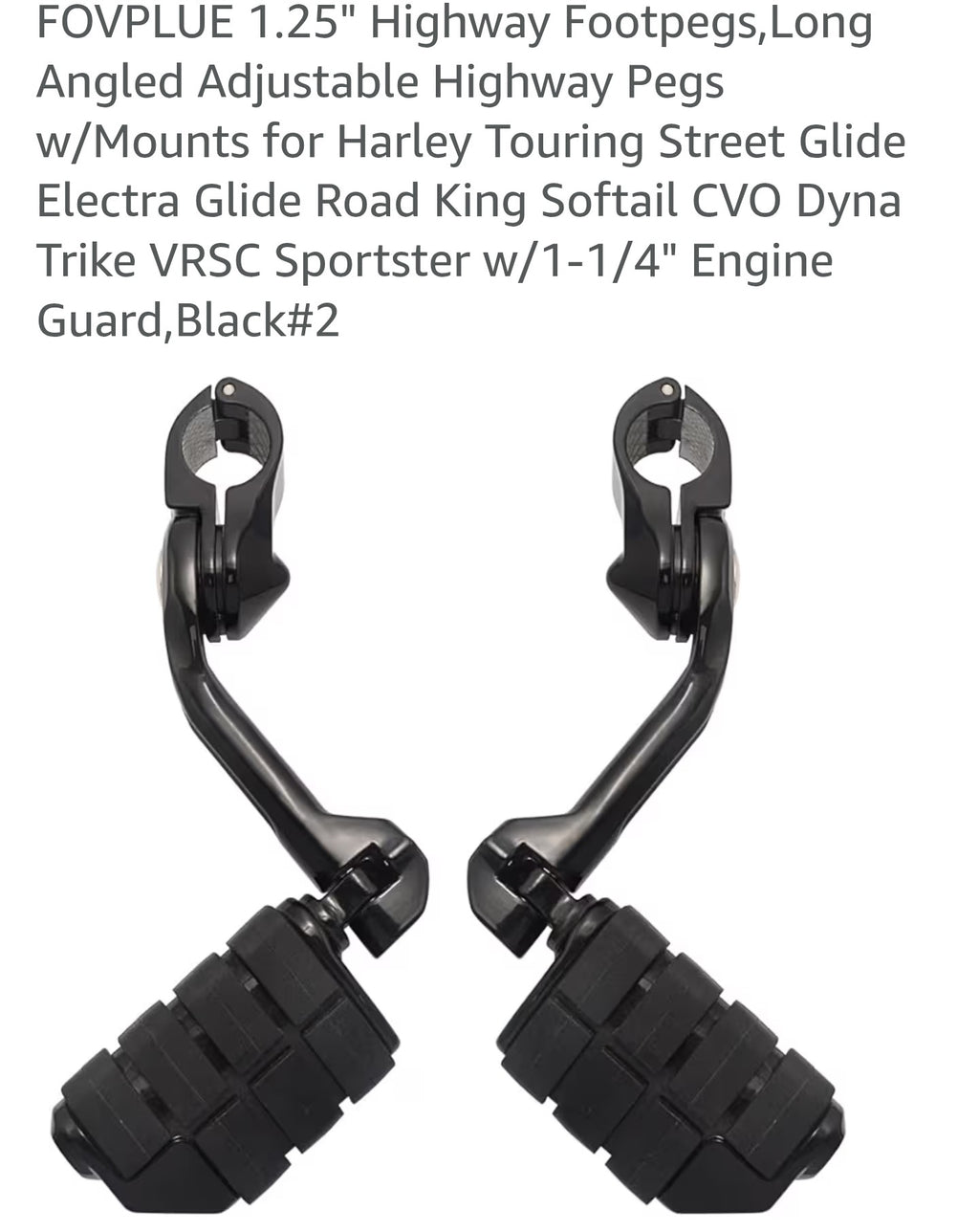 FOVPLUE 1.25" Highway Footpegs,Long Angled Adjustable Highway Pegs