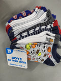 Boys No Show Socks, 10 Pairs (Shoe Size 10.5-4)