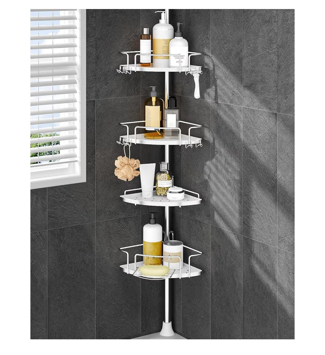 Allzone Tebsion Shower Caddy 4 Tier Silver/White