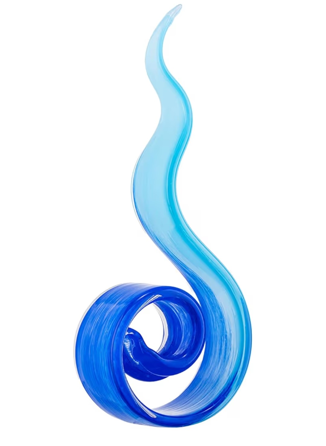 Hand-Blowm Glass Sculpture 11.4in (Ocean Blue)