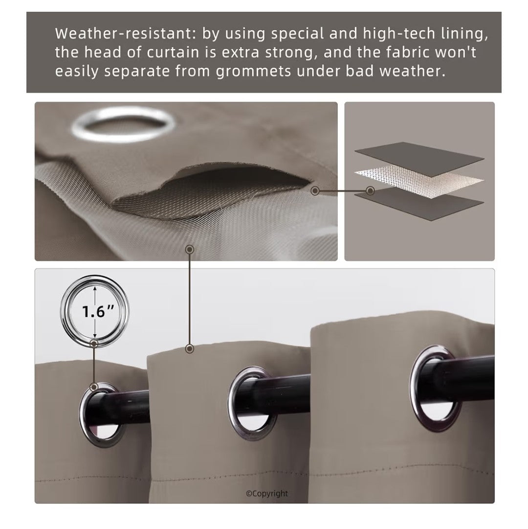 Diva En Camino Outdoor Waterproof Curtain 105x84in 2 pannels (Taupe)