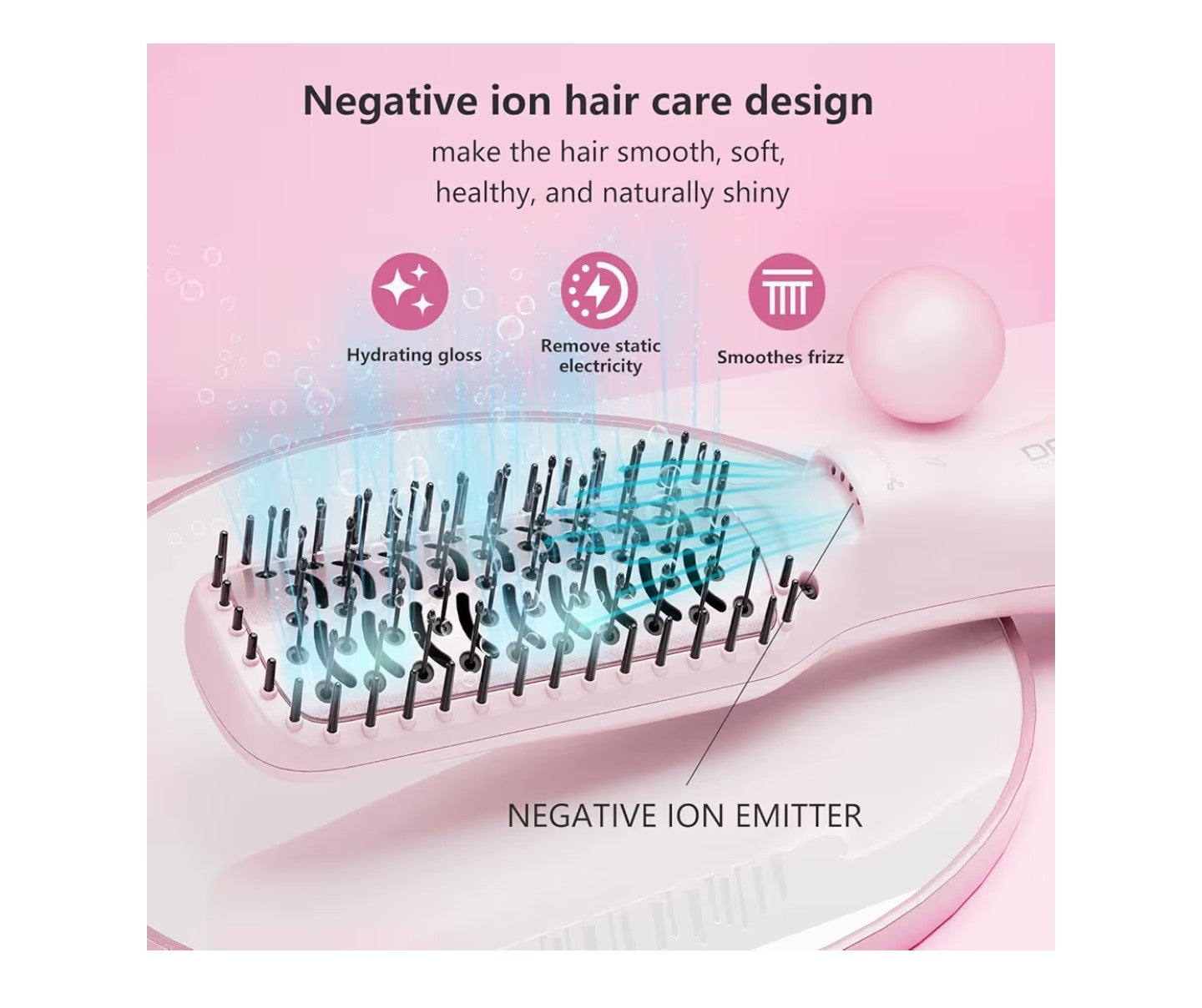 DAN Technology Hair Dryer, Negative Ion 3 in 1 Paddle Brush Dryer & Styler,