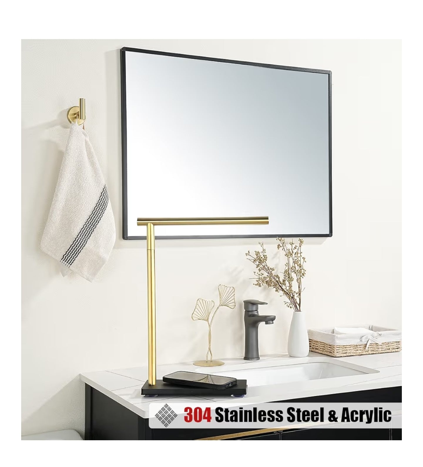 JQK Hand Towel Holder Stand Brushed Gold