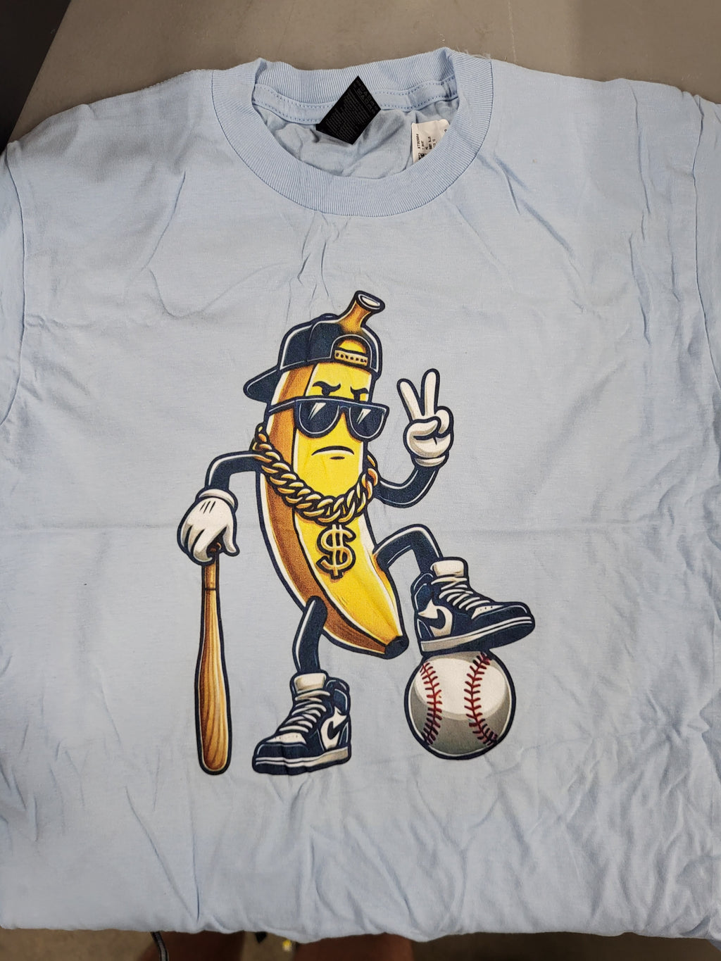 Banana Playing Baseball T-Shirt (Youth Medium)