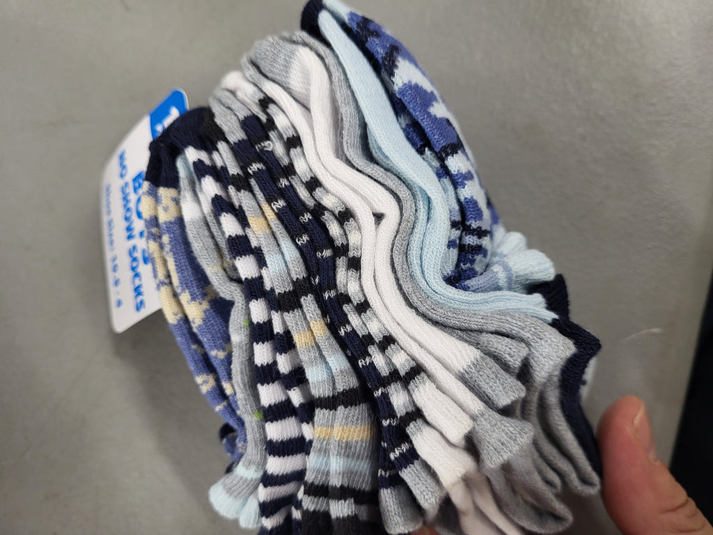 Boys No Show Socks, 10 pack (Shoe Size 10.5-4)