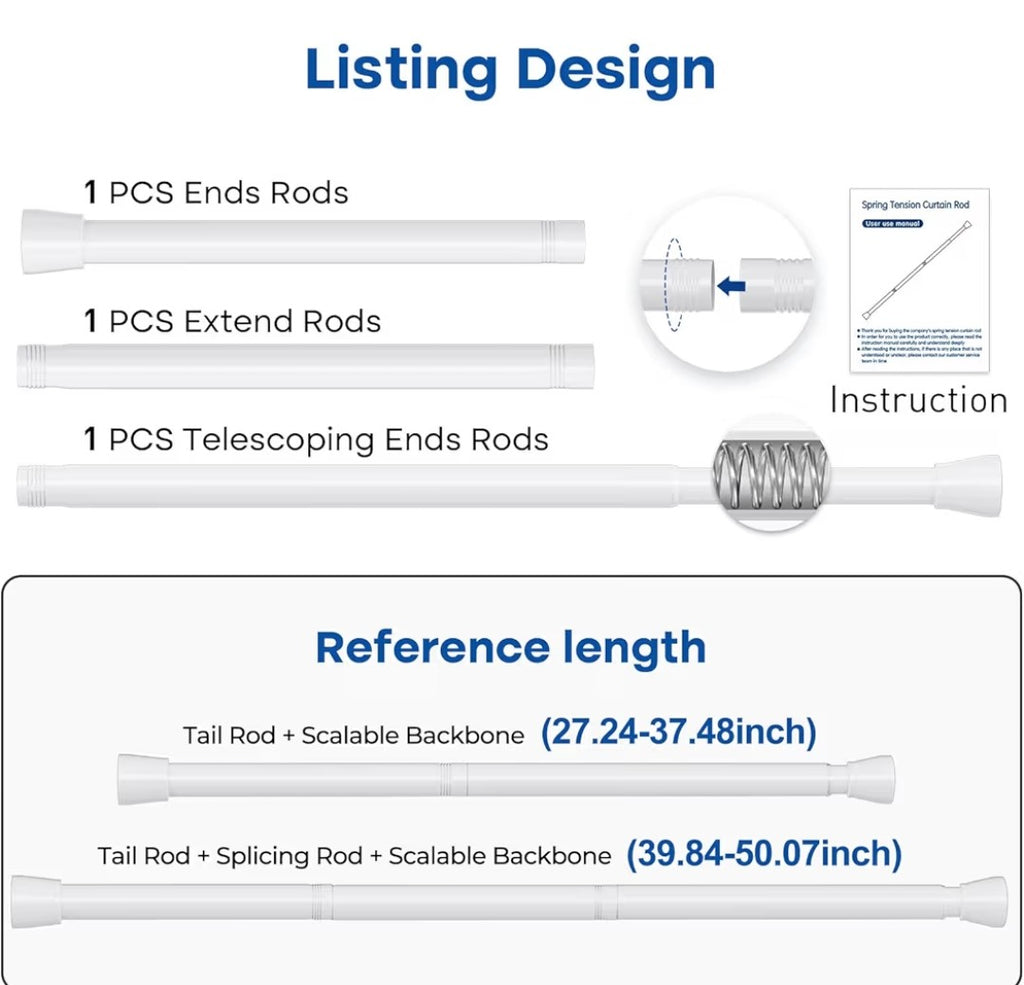 Curtain Tension Rods 28-48in (2 pack)