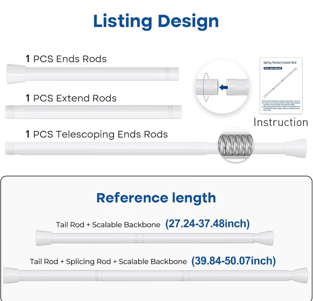 Curtain Tension Rods 28-48in (2 pack)