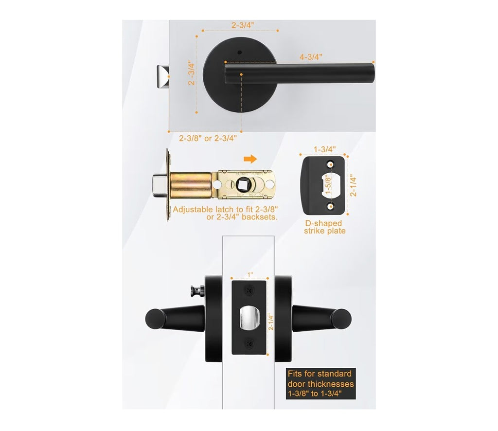 Goldenwarm Black Door Handles, Interior, 6 pack